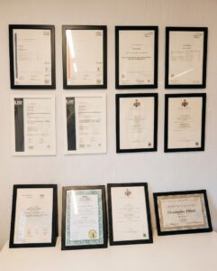Certificate wall Dog and Bone grooming Professional Dog grooming qualifications
